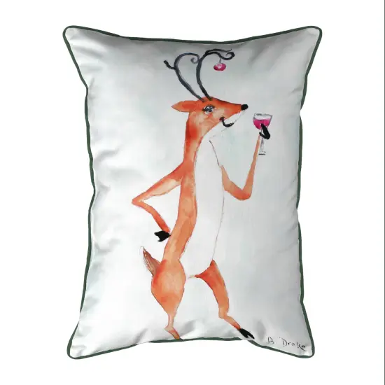 Betsy Drake Deer Party Large Indoor/Outdoor Pillow 16x20 Multicolor {1}
