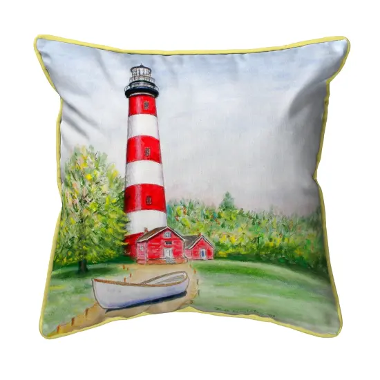 Betsy Drake Chincoteague Lighthouse VA Small Indoor/Outdoor Pillow 12x12 {1}