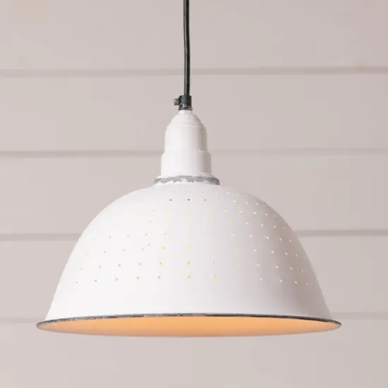 Irvins Country Tinware Colander Pendant Light in Rustic White {3}