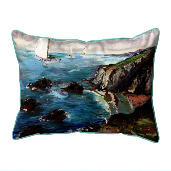 Betsy Drake Sailing the Cliffs 20x24 Extra Large Zippered Indoor/Outdoor Pillow Multicolor {1}
