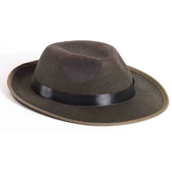 Adult 2-Tone Brown Gangster or Indiana Jones Costume Fedora Hat {1}