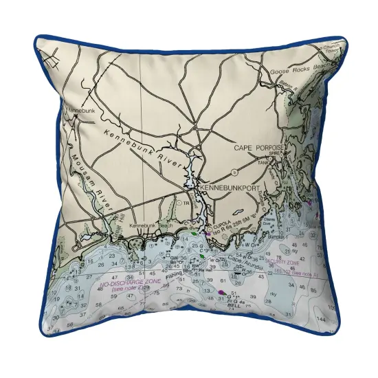 Kennebunckport Map Pillow 18x18 &ndash; Large Corded Decor {1}