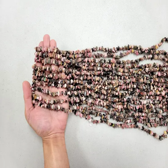 Tumbled Freeform Drilled Crystal Beads Rhodonite {7}