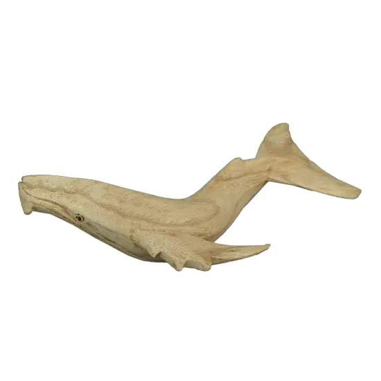 8" Hand Carved Humpback Whale Wooden Sculpture &ndash; Nautical Ocean Decor Figurine {1}