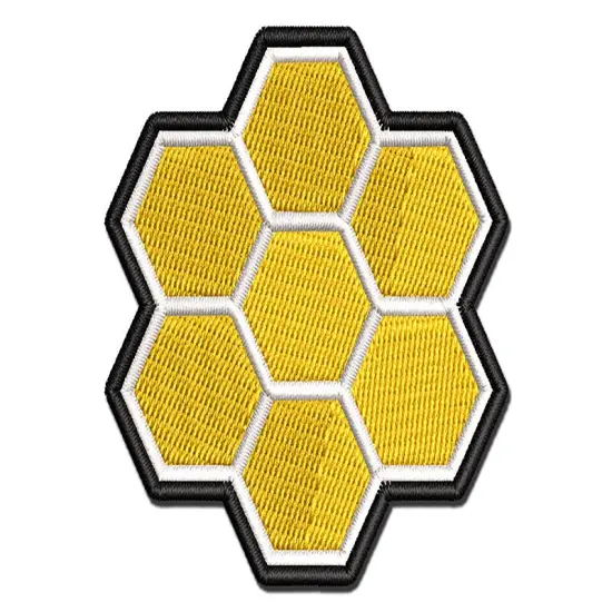 Bee Honeycomb Solid Multi-Color Embroidered Iron-On or Hook & Loop Patch Applique {1}