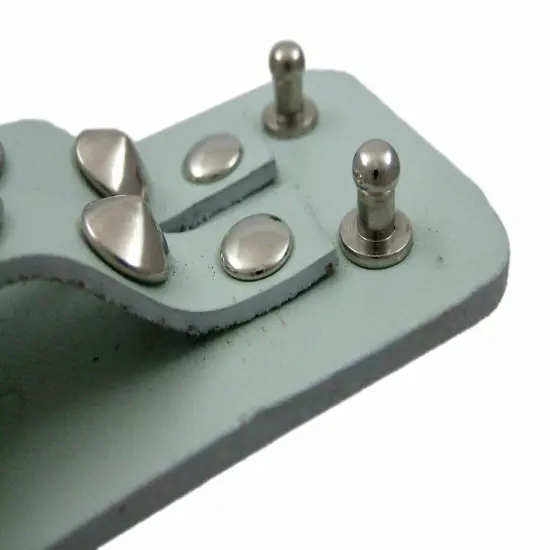 Gray Leather 2 Row Cone Spiked Wristband Wrist Band {5}