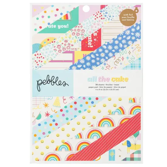 Pebbles All The Cake Single-Sided Paper Pad 6"X8" 18/Pkg-With Gold Foil {1}