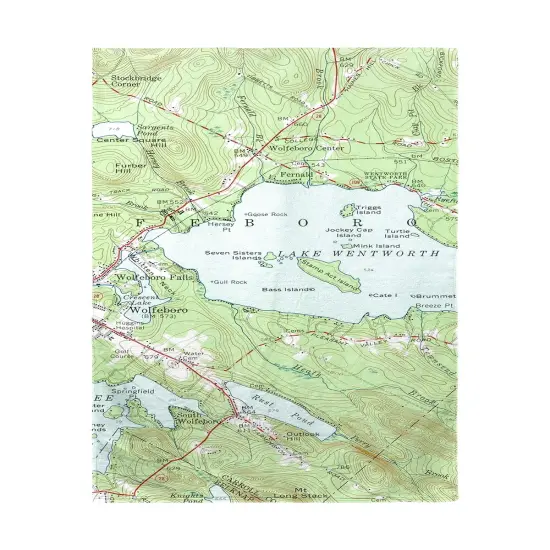 Betsy Drake Lake Wentworth, NH Nautical Map Beach Towel Multicolor {1}