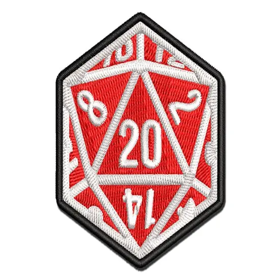 Critical Hit - D20 20 Sided Gaming Gamer Dice Role Multi-Color Embroidered Iron-On or Hook & Loop Patch Applique {1}