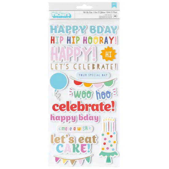 Pebbles All The Cake Thickers Stickers 48/Pkg-Phrases W/Gold Foil {1}