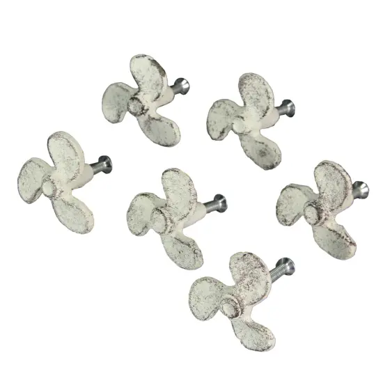 Set of 6 Cast Iron Boat Propeller Cabinet Knob Nautical Drawer Pull Decor {2}
