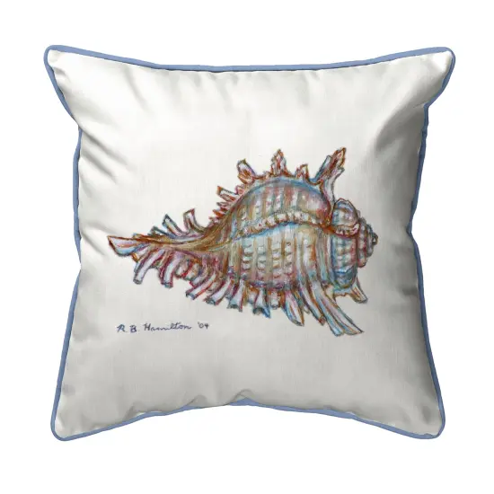 Betsy Drake Conch Shell Extra Large 22 X 22 Indoor / Outdoor White Pillow {1}