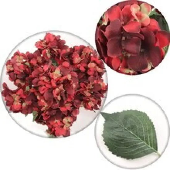 Set of 2 Burgundy Hydrangea Bushes | Lifelike Artificial Flowers with Timeless Elegance for Home Decor, Floral Arrangements, and Outdoor Landscapes | Floral Home by Artificial Flowers {3}