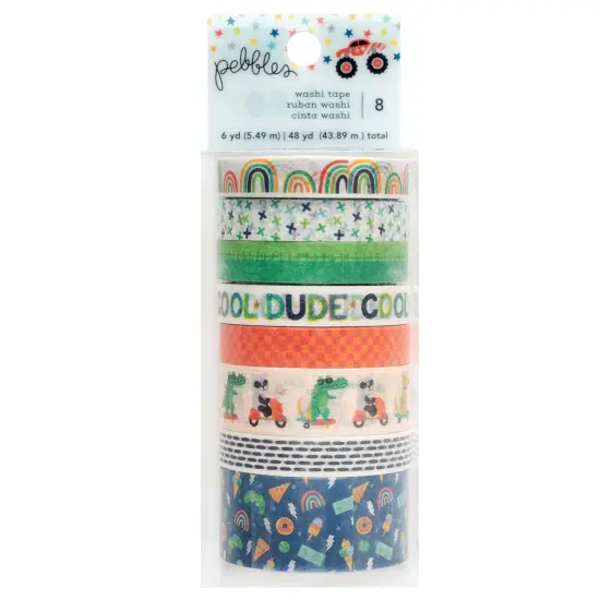Pebbles Cool Boy Washi Tape-8/Pkg {1}