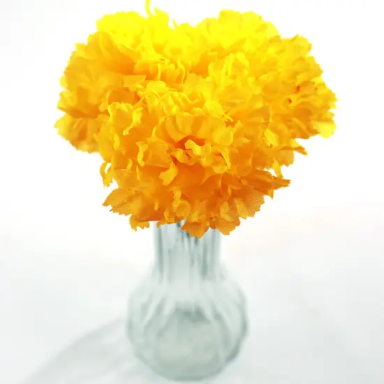 3.5" Easter Carnation Picks - Set of 100, Silk Flowers, Lifelike Artificial Blooms, Perfect for Wreaths, Bouquets & Centerpieces - Spring D&eacute;cor Accent, Floral Home by Artificial Flowers Gold {6}