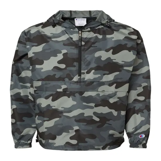 Champion&reg; Hooded Packable Quarter-Zip Jacket Concrete camo {1}