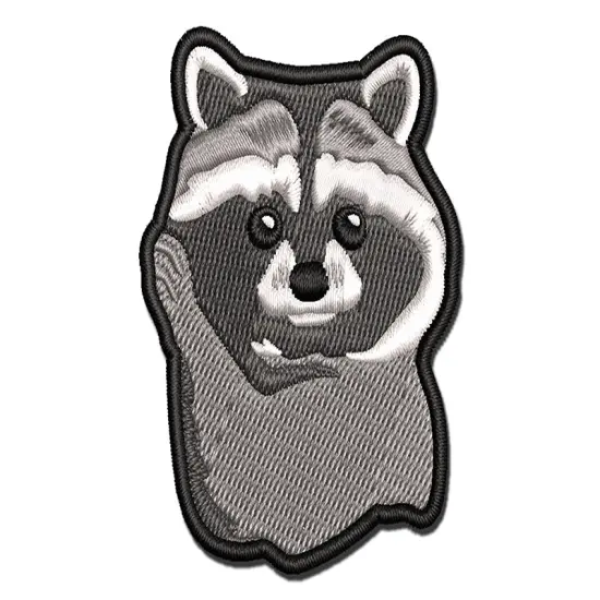 Baby Pocket Raccoon Multi-Color Embroidered Iron-On or Hook & Loop Patch Applique {1}