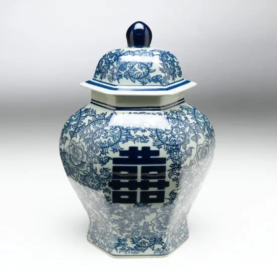 AA Importing 59741 Antiqued Pale Green And Blue Ginger Jar With Lid {1}