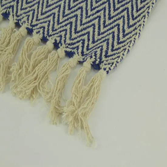 2-Tone Cotton Zig Zag Striped Fringed Throw Blanket {6}