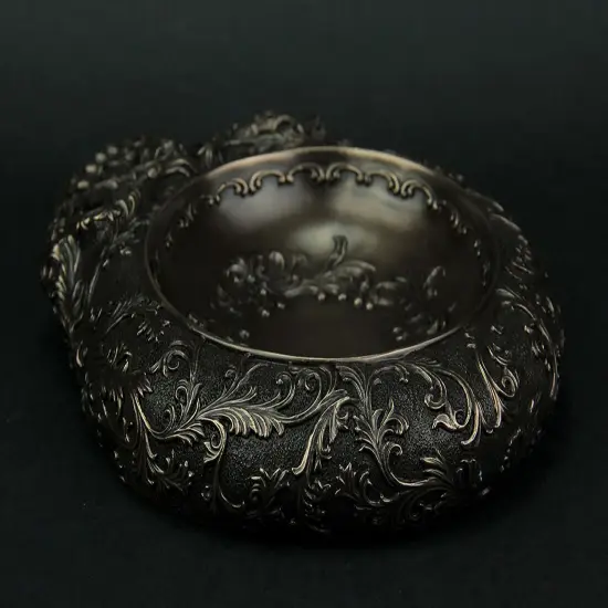 Antiqued Bronze Finish Human Skull Decorative Dish {4}