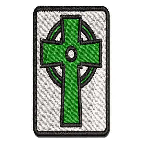 Celtic Cross Simple Outline Multi-Color Embroidered Iron-On or Hook & Loop Patch Applique {1}
