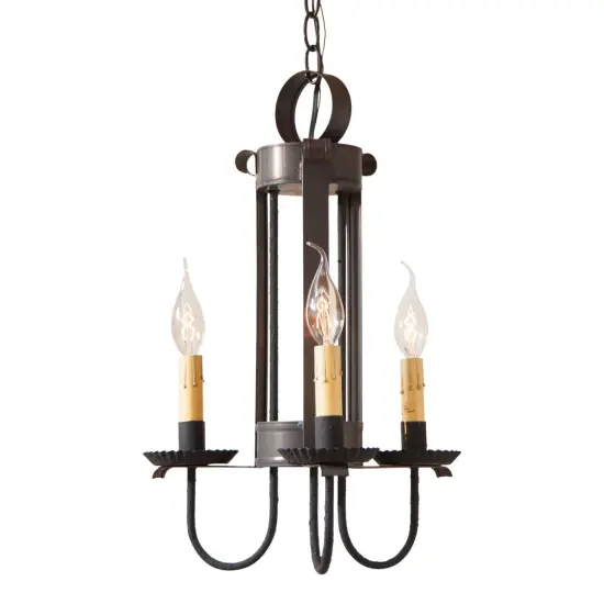 Irvins Country Tinware Large Amherst Hanging Light in Kettle Black {1}