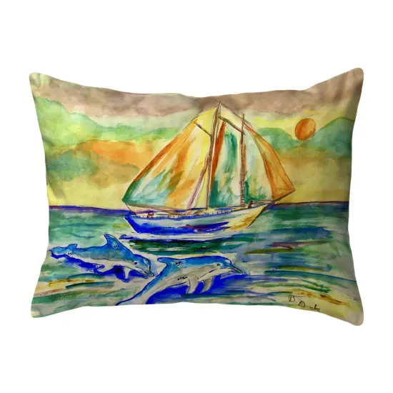 Betsy Drake Sunset Sailing Large Noncorded Pillow 16x20 Multicolor {1}
