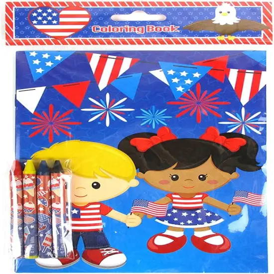 TINYMILLS Patriotic I Love USA Coloring Books Set with Crayons-Patriotic Party Favors with 12 Coloring Books and 48 Crayons, {4}