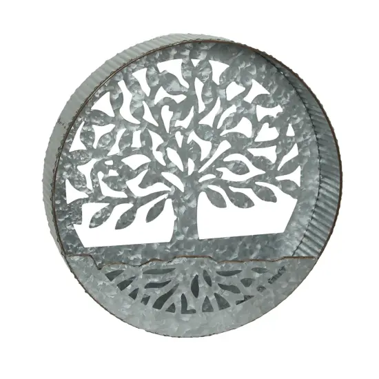 Galvanized Metal Tree of Life Wall Pocket Planter Rustic Decorative Plant Vase {1}