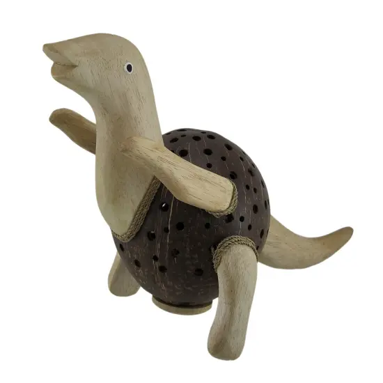 Dinosaurus Rex Wood & Coconut Shell Coin Bank {1}
