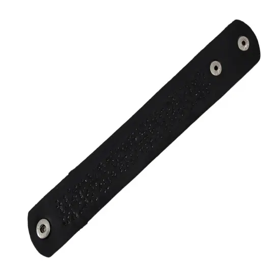 Black Vinyl Wristband with Small Chrome Studs {6}