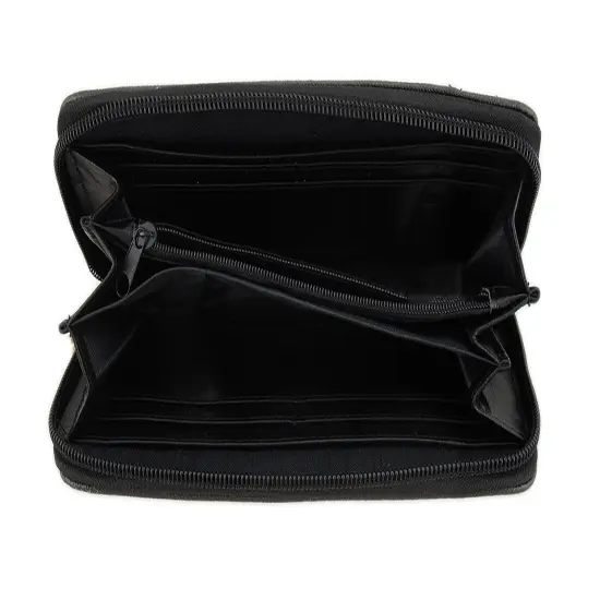 Colorful Cityscape Scene Textured Vinyl Zip Around Wallet {4}