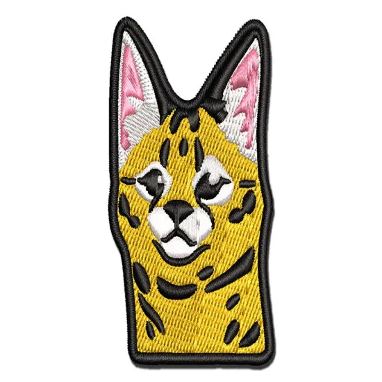 Curious Savannah Cat Serval Multi-Color Embroidered Iron-On or Hook & Loop Patch Applique {1}