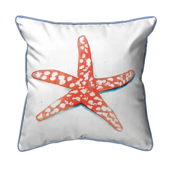 Betsy Drake Coral Starfish Extra Large 22 X 22 Indoor / Outdoor White Pillow {1}