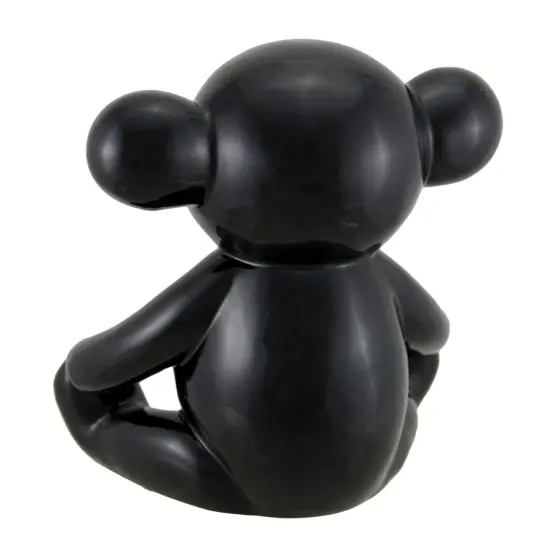 Glossy Black Ceramic Teddy Bear Statue 6 Inch {4}