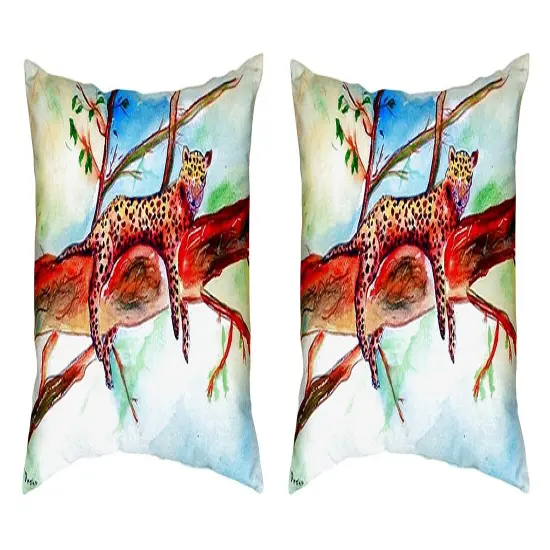 Pair of Betsy Drake Leopard No Cord Pillows 16 Inch X 20 Inch {1}