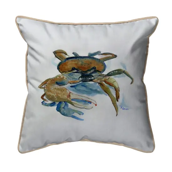 Betsy Drake Fiddler Crab Extra Large 22 X 22 Indoor / Outdoor White Pillow {1}