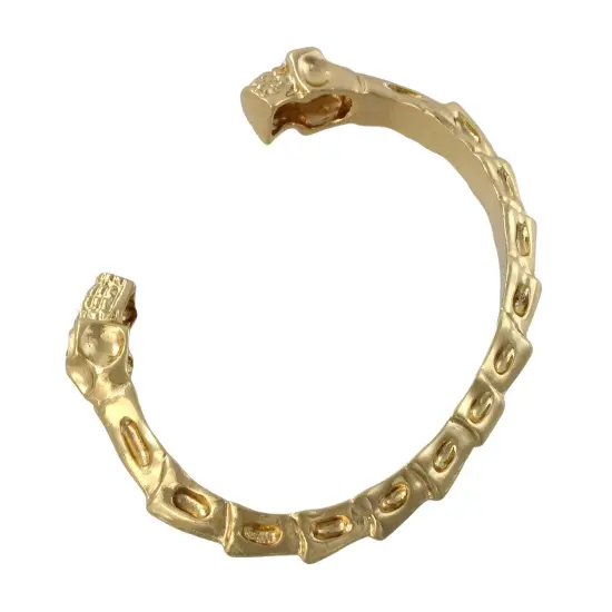 Polished Goldtone Finish Skulls and Bones Torc Bracelet Cuff {3}
