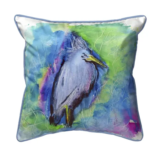 Zippered Betsy Drake Little Blue Heron Outdoor Pillow 22 Inch x 22 Inch {1}