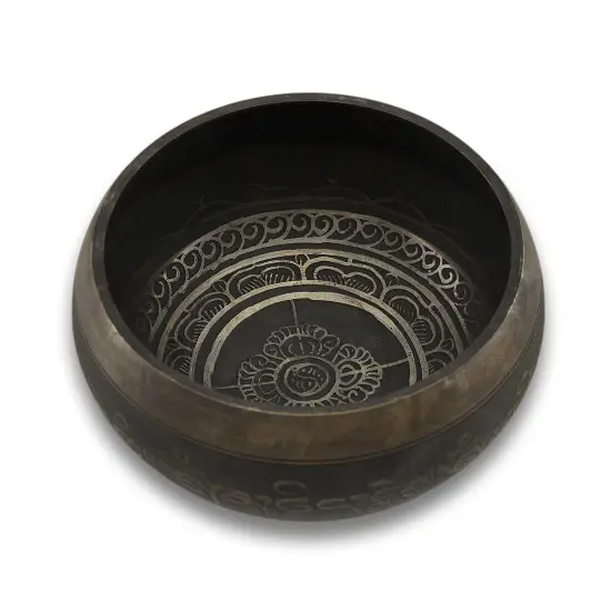 Antiqued Brass Tibetan Meditation Singing Bowl With Wooden Mallet {5}
