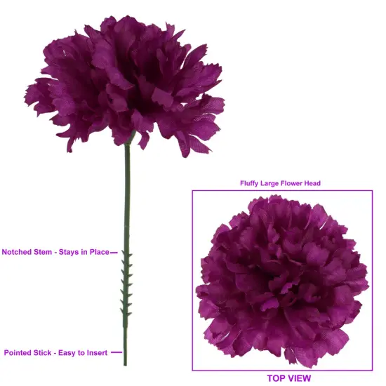 3.5" Easter Carnation Picks - Set of 100, Silk Flowers, Lifelike Artificial Blooms, Perfect for Wreaths, Bouquets & Centerpieces - Spring D&eacute;cor Accent, Floral Home by Artificial Flowers Purple {2}
