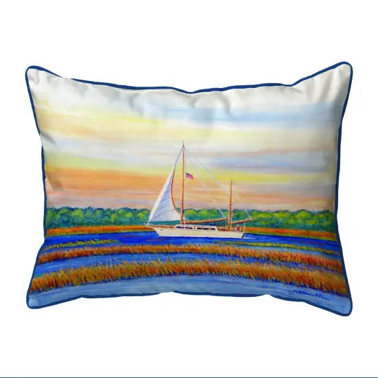 Betsy Drake Marsh Sailing Extra Large Corded Indoor/Outdoor Pillow 20x24 Multicolor {1}