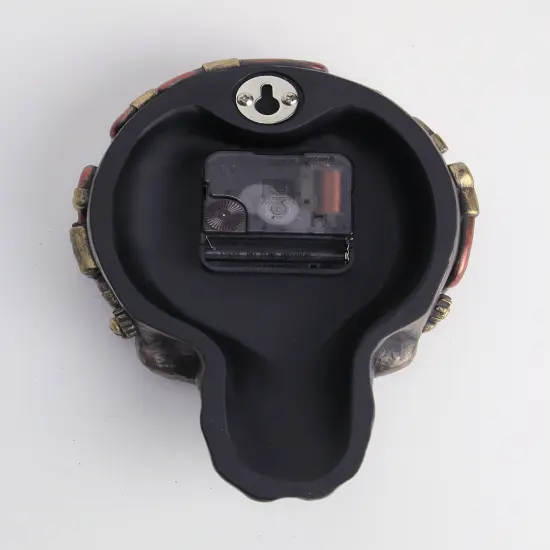 Steampunk Flat Skull Clock Resin Gears Hand Painted Pipework Accent Wall Hanging {4}