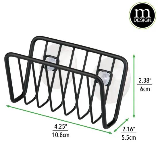 mDesign Metal Sponge or Soap Holder with Suction Cups {3}
