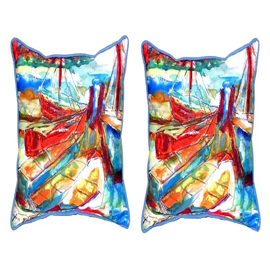 Pair of Betsy Drake Betsy’s Marina Small Indoor/Outdoor Pillows 11X 14 {1}