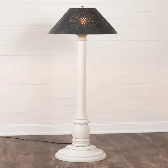 Brinton Floor Lamp in Rustic White - Smokey Black Shade {3}