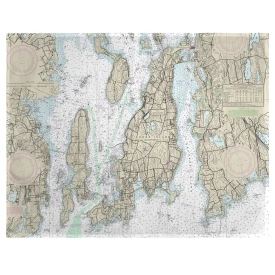 Betsy Drake Narragansett Bay, RI Nautical Map Place Mat Set of 4 {1}