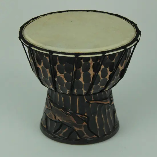 15 Inch Tall Hand Carved Elephant Djembe Drum {3}