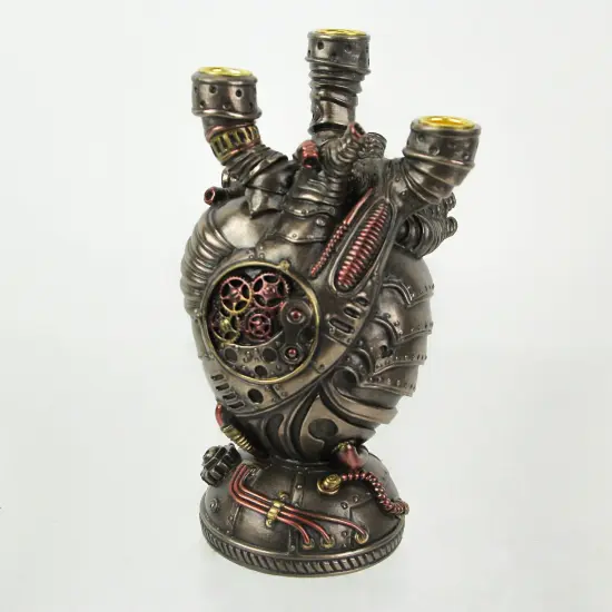 Augmented Artery Device Steampunk Human Heart Triple Taper Candle Holder {3}