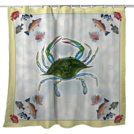 Betsy Drake Blue Crab & Fish Shower Curtain {1}
